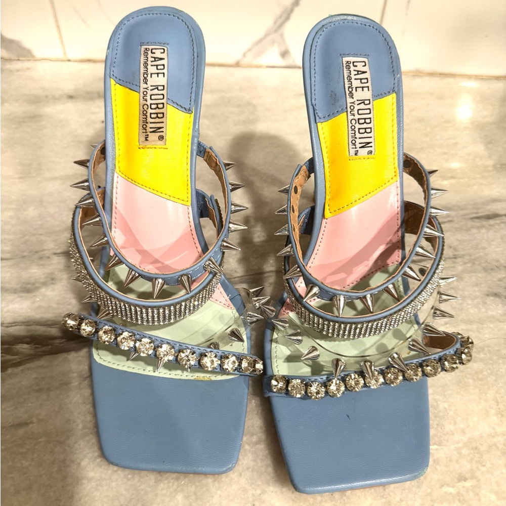 Cape Robbin Blue and Silver Spiked Heels - Picture 4 of 9